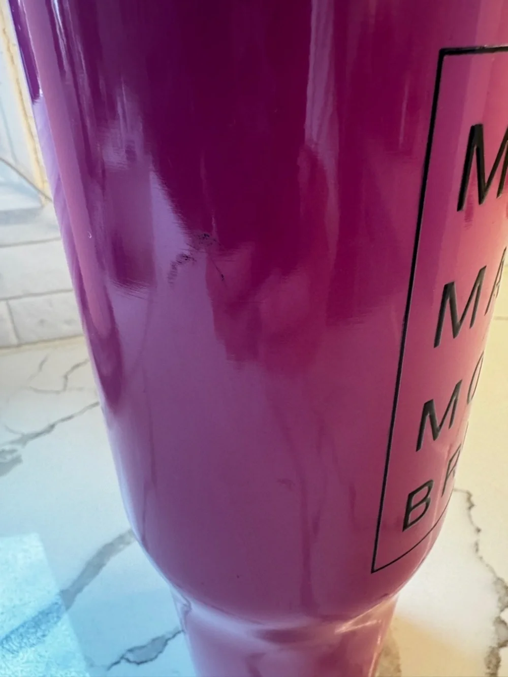 Pink Insulated Travel Mug with Handle - MA. MAMA. MOM. BRUH. - Brand New - Picture 4 of 4